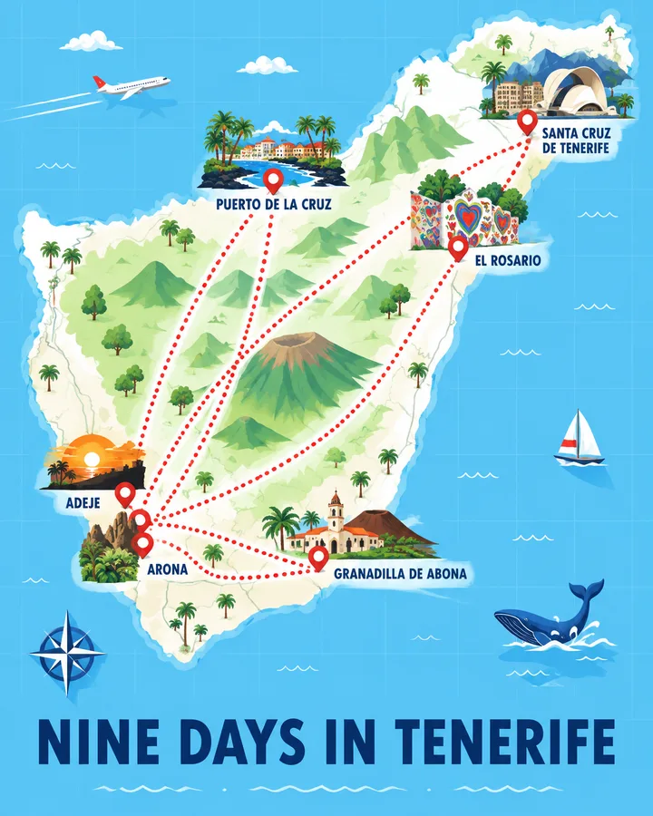 Illustrated map: Nine days in Tenerife